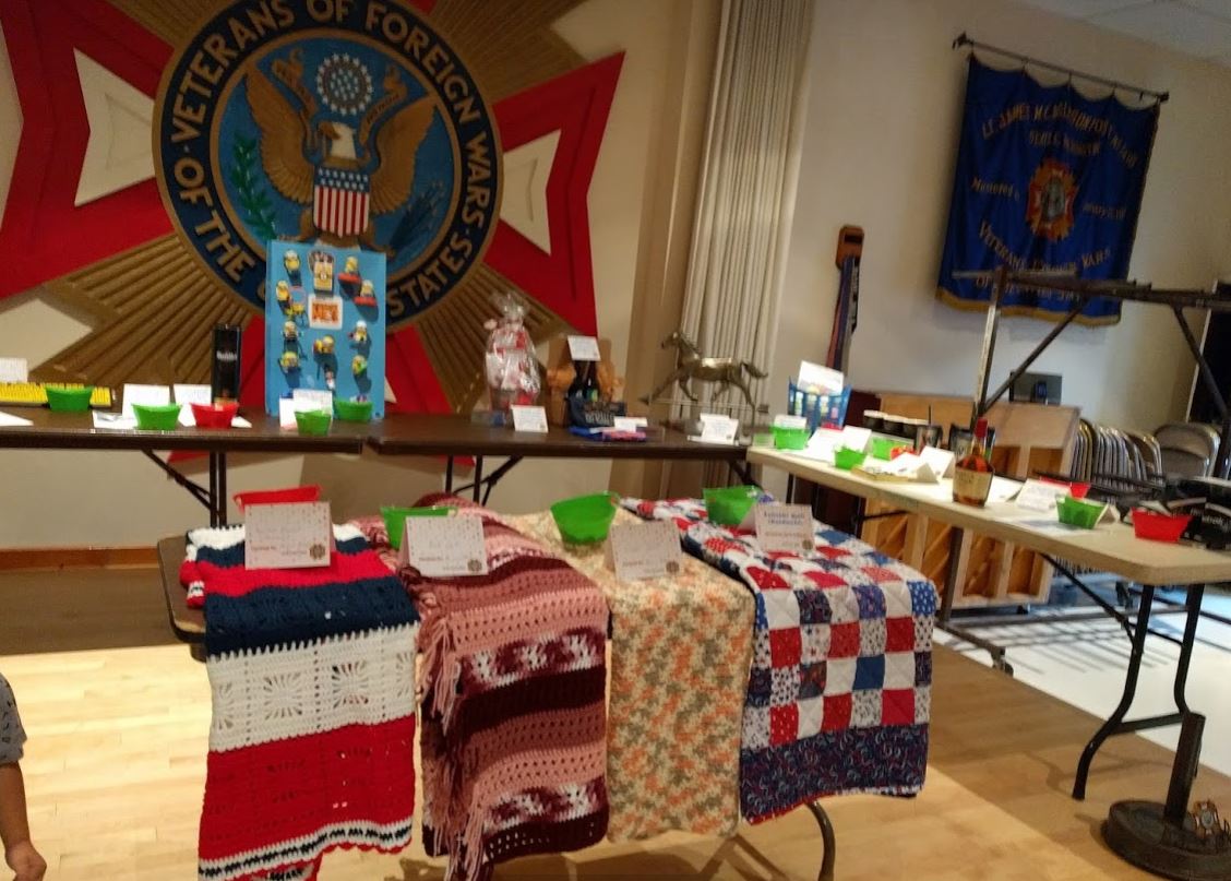 A sampling of the 40+ raffle items, which included handmade blankets. 